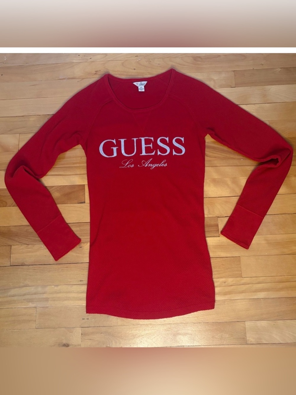 GUESS Red Long-Sleeve Logo Top